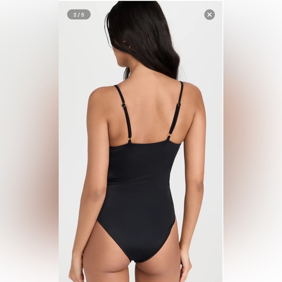 Beach Riot Susie Black One Piece with Pink Flowers - Picture 2 of 8